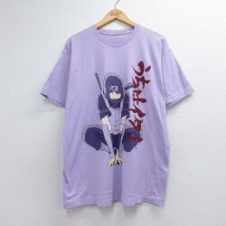 XL★古着 半袖 Tシャツ メンズ アニメ ナルト疾風伝 うちはイタチ パープル 26jun25