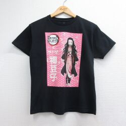 M★古着 半袖 Tシャツ メンズ アニメ 鬼滅の刃 禰豆子 コットン クルーネック ブラック 26jun25