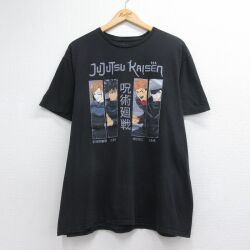 XL★古着 半袖 Tシャツ メンズ アニメ 呪術廻戦 コットン クルーネック ブラック 26jun25