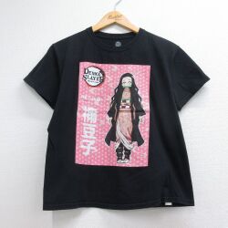 半袖Tシャツ 鬼滅の刃禰豆子 ブラック メンズM相当 | 古着