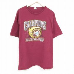 XL★古着 半袖 Tシャツ メンズ クリーブランド 大きいサイズ クルーネック エンジ 24feb17 中古