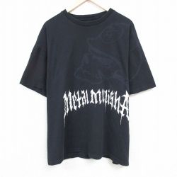 【50%OFF】XL★古着 半袖 Tシャツ メンズ メタルマリーシャ 大きいサイズ コットン クルーネック 黒 ブラック 24mar08 中古