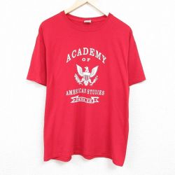 【50%OFF】XL★古着 ジャージーズ 半袖 Tシャツ メンズ アカデミー 大きいサイズ クルーネック 赤 レッド 24mar08 中古