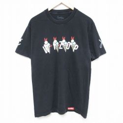 M★古着 半袖 Tシャツ メンズ アイス コットン クルーネック 黒 ブラック 24mar09 中古