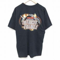 XL★古着 半袖 Tシャツ メンズ POCONO 胸ポケット付き クルーネック 黒 ブラック 24mar21 中古
