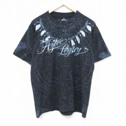 半袖Tシャツ ワシ全面プリント ブラック L | 古着