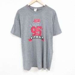 XL★古着 半袖 Tシャツ メンズ 95 大きいサイズ クルーネック グレー 霜降り 24mar30 中古