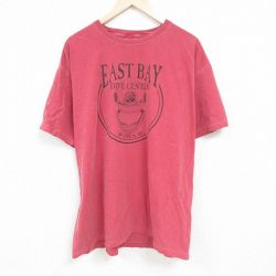 XL★古着 半袖 Tシャツ メンズ イーストベイ 大きいサイズ コットン クルーネック エンジ 24apr09 中古