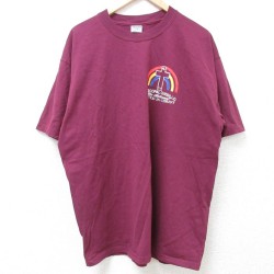 XL★古着 半袖 ビンテージ Tシャツ メンズ 00年代 00s 十字架 コットン クルーネック エンジ 24apr10 中古