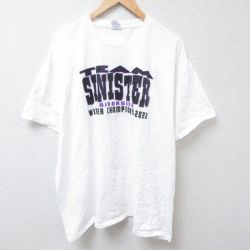 【50%OFF】XL★古着 半袖 Tシャツ メンズ ソフトボール リバーサイド 大きいサイズ コットン クルーネック 白 ホワイト 24apr11 中古