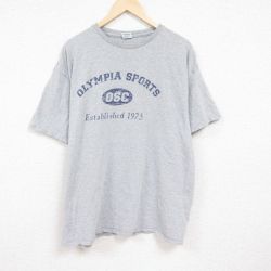 XL★古着 半袖 Tシャツ メンズ オリンピア 大きいサイズ クルーネック グレー 霜降り 24apr12 中古