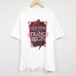XL★古着 半袖 ヒップホップ ラップ Tシャツ メンズ テックナイン 大きいサイズ クルーネック 白 ホワイト 24apr16 中古