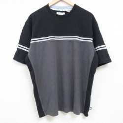 XL★古着 半袖 Tシャツ メンズ 無地 マルチカラー コットン クルーネック 黒他 ブラック 24may08 中古