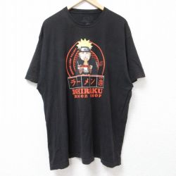 【50%OFF】XL★古着 半袖 Tシャツ メンズ アニメ NARUTO ナルト疾風伝 大きいサイズ クルーネック 黒 ブラック 【spe】 24may23 中古