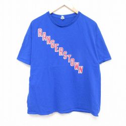 XL★古着 半袖 Tシャツ メンズ RANGERSTOWN コットン クルーネック 青 ブルー 24jun07 中古