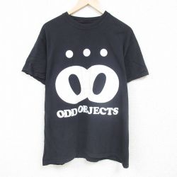 XL★古着 半袖 Tシャツ メンズ ODD OBJECTS クルーネック 黒 ブラック 24jun07 中古