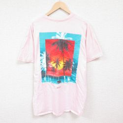 半袖Tシャツ ヤシの木 ピンク XL | 古着