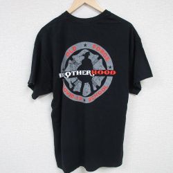 XL★古着 半袖 Tシャツ メンズ COVID-19 BROTHERHOOD コットン クルーネック 黒 ブラック 24jun21 中古