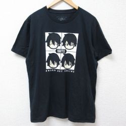 XL★古着 半袖 Tシャツ メンズ ソードアートオンライン キリト コットン クルーネック 黒 ブラック 24jun22 中古