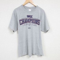 L★古着 半袖 Tシャツ メンズ チャンピオンズ バスケットボール クルーネック グレー 霜降り 24jul24 中古