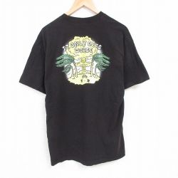 XL★古着 半袖 Tシャツ メンズ キノコ雲 スケルトン ピースマーク 大きいサイズ コットン クルーネック 黒 ブラック 24aug10 中古