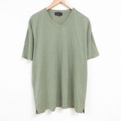 XL★古着 バンヒューセン 半袖 Tシャツ メンズ 大きいサイズ Vネック 緑他 グリーン ボーダー 25apr23 中古