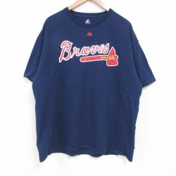 XL★古着 マジェスティック 半袖 Tシャツ メンズ MLB アトランタブレーブス ジェイソンヘイワード 22 クルーネック 紺 ネイビー メジャーリーグ ベースボール 野球 25apr24 中古