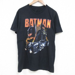 L★古着 半袖 Tシャツ メンズ DCコミックス バットマン BATMAN コットン クルーネック 黒 ブラック 25apr24 中古
