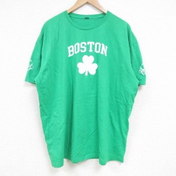 XL★古着 半袖 Tシャツ メンズ ボストン クローバー 大きいサイズ クルーネック 緑 グリーン 25apr24 中古