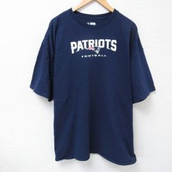 【50%OFF】XL★古着 半袖 Tシャツ メンズ NFL ニューイングランドペイトリオッツ 大きいサイズ コットン クルーネック 紺 ネイビー アメフト スーパーボウル 25apr25 中古