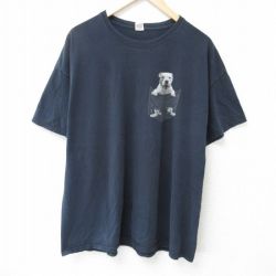 XL★古着 フルーツオブザルーム 半袖 Tシャツ メンズ 犬 大きいサイズ コットン クルーネック 黒 ブラック 25jun05 中古