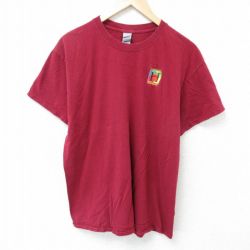 L★古着 半袖 Tシャツ メンズ H コットン クルーネック エンジ 25may16 中古