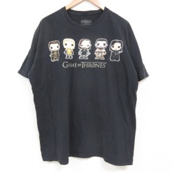XL★古着 半袖 Tシャツ メンズ ゲームオブスローンズ コットン クルーネック 黒 ブラック 25may19 中古