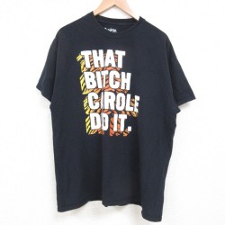 【50%OFF】XL★古着 半袖 Tシャツ メンズ メッセージ コットン クルーネック 黒 ブラック 25may19 中古