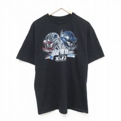 XL★古着 マジェスティック 半袖 Tシャツ メンズ NFL ニューイングランドペイトリオッツ コットン クルーネック 黒 ブラック アメフト スーパーボウル 25may21 中古