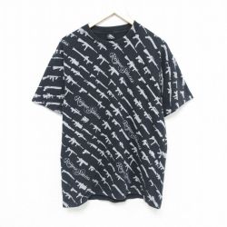 L★古着 半袖 Tシャツ メンズ マシンガン コットン クルーネック 黒 ブラック 25may21 中古
