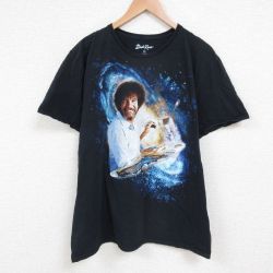 XL★古着 半袖 Tシャツ メンズ 画家 ボブロス 大きいサイズ コットン クルーネック 黒 ブラック 25may22 中古