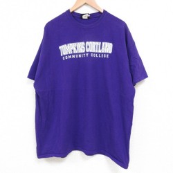 【50%OFF】XL★古着 MVスポーツ 半袖 Tシャツ メンズ トンプキンズコートランドコミュニティ カレッジ 大きいサイズ コットン クルーネック 紫 パープル 25may22 中古