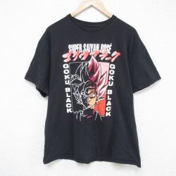 XL★古着 半袖 Tシャツ メンズ アニメ ドラゴンボール ゴクウブラック コットン クルーネック 黒 ブラック 【spe】 25may23 中古