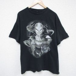 【50%OFF】XL★古着 半袖 Tシャツ メンズ ニコロデオン アバター伝説の少年アン 大きいサイズ コットン クルーネック 黒 ブラック 25may23 中古