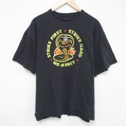 XL★古着 半袖 Tシャツ メンズ コブラ会 大きいサイズ コットン クルーネック 黒 ブラック 25may23 中古