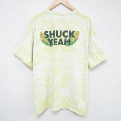 XL★古着 半袖 Tシャツ メンズ ブッシュ ビール 大きいサイズ コットン クルーネック 薄黄 イエロー タイダイ 25may23 中古