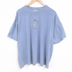 XL★古着 半袖 Tシャツ メンズ トンカチ 大きいサイズ コットン クルーネック 薄紺 ネイビー 25may23 中古