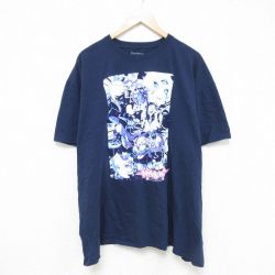 【20%OFF】XL★古着 リップルジャンクション 半袖 Tシャツ メンズ HYPERSONIC MUSIC CLUB 大きいサイズ コットン クルーネック 紺 ネイビー 【spe】 25jun05 中古