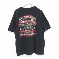XL★古着 半袖 Tシャツ メンズ STRAIGHT コットン クルーネック 黒 ブラック 25jun06 中古