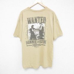XL★古着 半袖 Tシャツ メンズ WANTED 大きいサイズ コットン クルーネック ベージュ カーキ 25jun06 中古