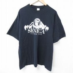 【50%OFF】XL★古着 半袖 Tシャツ メンズ SENEGA タバコ 大きいサイズ コットン クルーネック 黒 ブラック 25may24 中古
