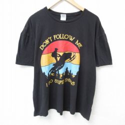 XL★古着 半袖 Tシャツ メンズ STUPID THINGS 大きいサイズ コットン クルーネック 黒 ブラック 25may24 中古