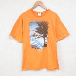 XL★古着 半袖 Tシャツ メンズ バミューダ コットン クルーネック オレンジ 25jun05 中古