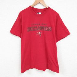 XL★古着 半袖 Tシャツ メンズ NFL タンパベイバッカニアーズ コットン クルーネック 赤 レッド アメフト スーパーボウル 25jun05 中古